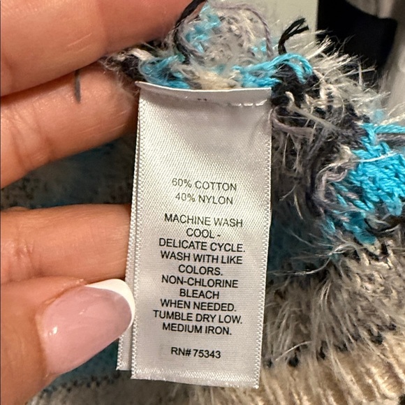 Chic Tribal Pattern Cardigan duster - Blue and Cream - super soft - oversized S - Picture 4 of 5